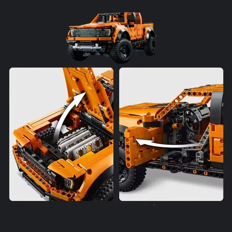 New Technical 1300+PCS Ford Raptors F-150 Pickup Truck Racing Car Building Blocks Vehicle Assemble Model Brick Toy For Kids Gift