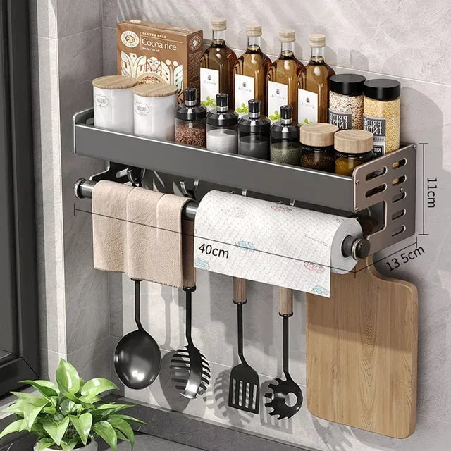 Wall-Mounted Kitchen Spice Storage Rack Condiment Rack Multifunctional Household Utensil Rack Kitchen Hanging Organizers