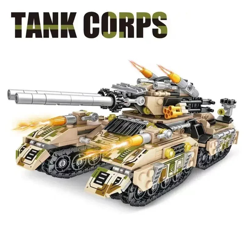 2024 WW2 Military Vehicle Tank 8in1 Airplane Truck Model Building Blocks DIY Bricks Kids Construction Toys Gifts for Boys Adult