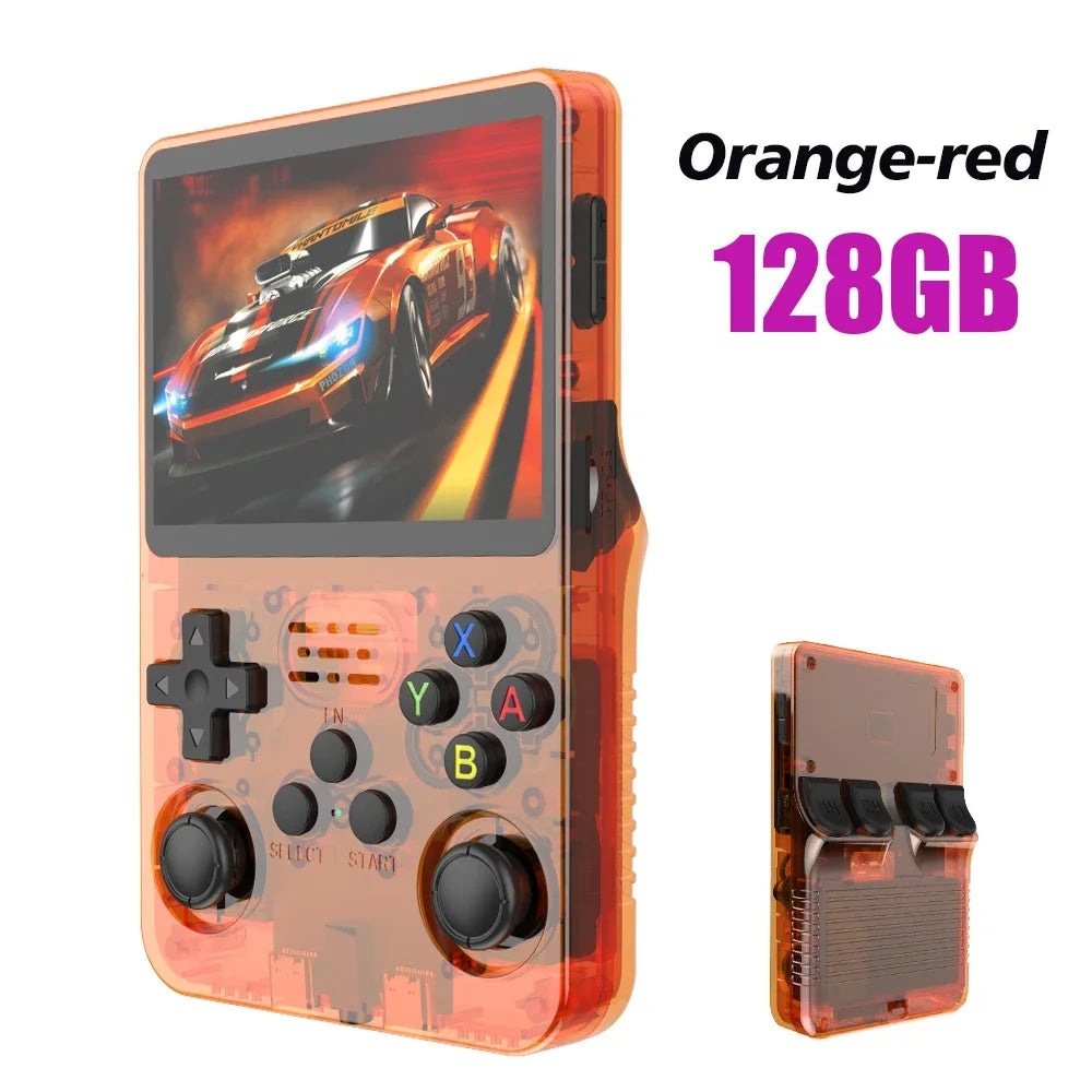 NEW Red R36S 128GB Retro Handheld Video Game Console Linux System 3.5 Inch IPS Screen Portable Pocket 64GB Gaming Boys Gift