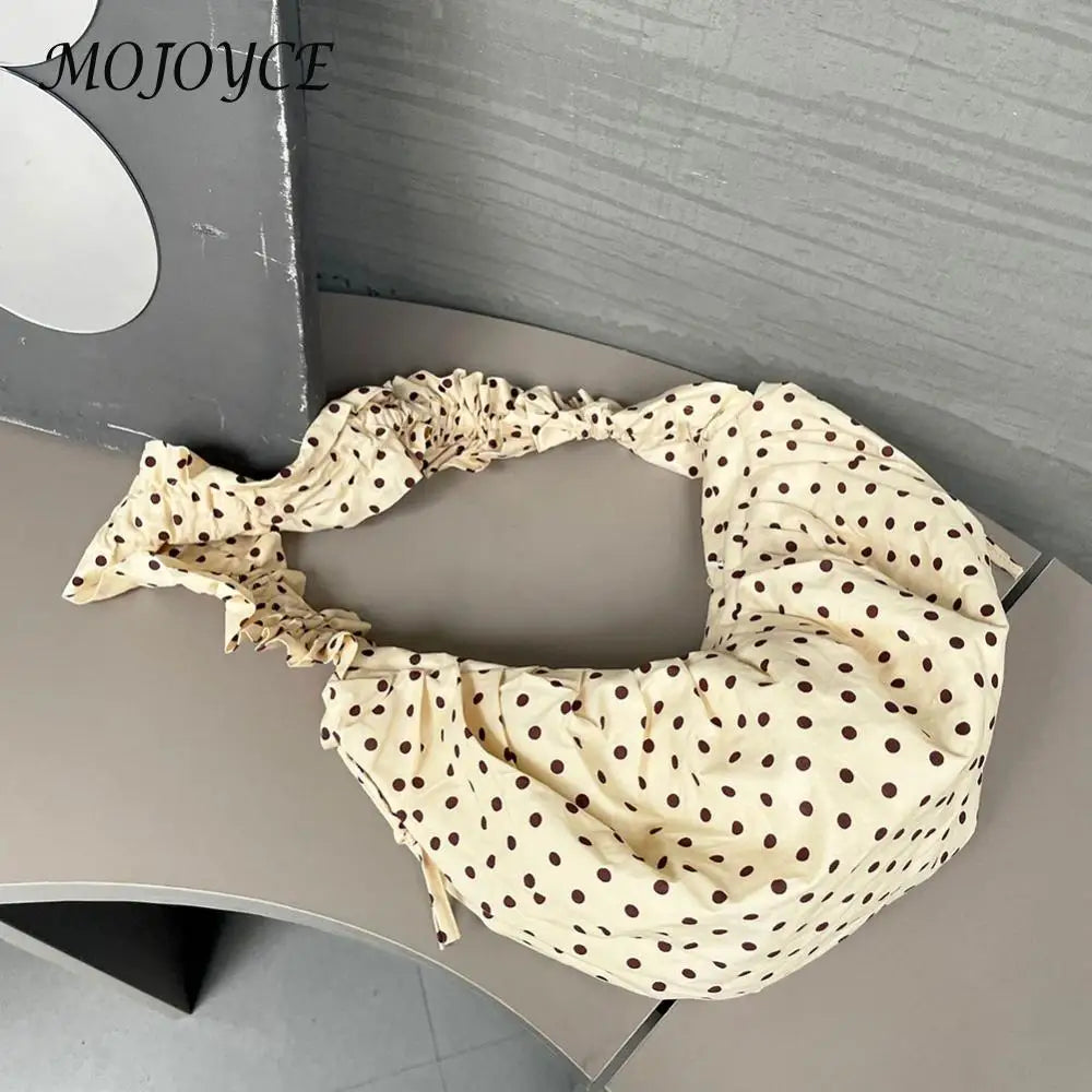 Women Retro Polka Dot Large Capacity Shoulder Bag Versatile Tote for Fashionable Outdoor Travel and Daily Use