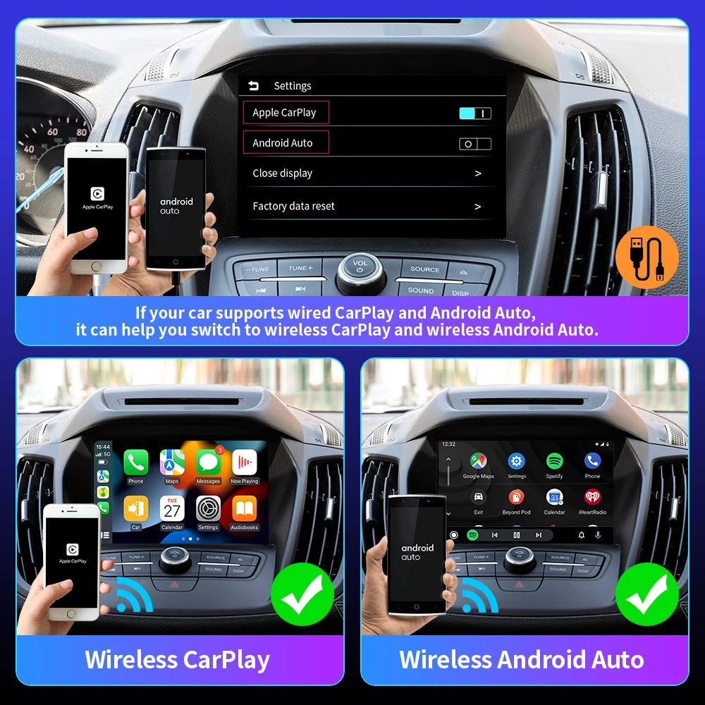 EKIY Mini Carplay Smart Box Wireless Android Auto Adapter Car Play Dongle Plug And Play For Volkswagen Toyota Peugeot Volvo