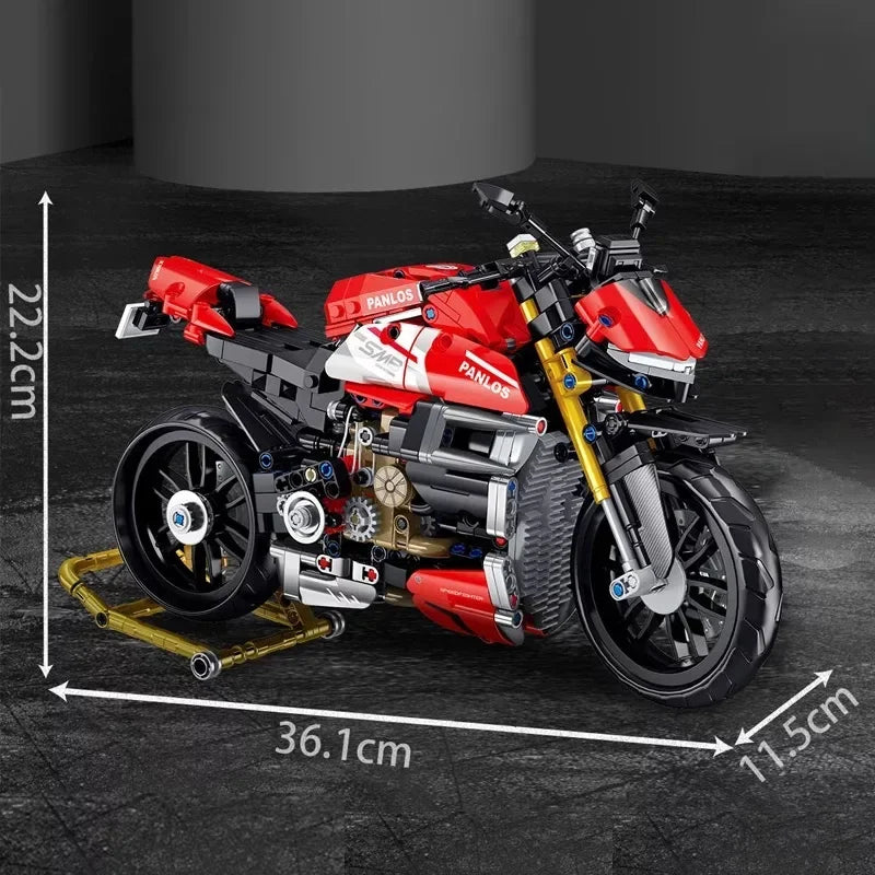 981Pcs City Technical Locomotive Motorcycle Building Blocks MOC Speed Supercar Motorbike Model Bricks Boy Toy for Childrens Gift