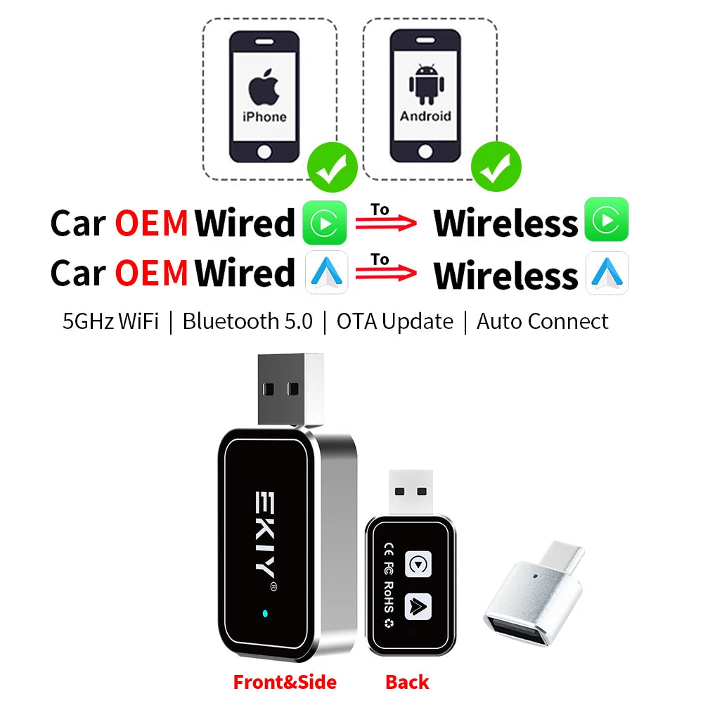 EKIY Mini Carplay Smart Box Wireless Android Auto Adapter Car Play Dongle Plug And Play For Volkswagen Toyota Peugeot Volvo