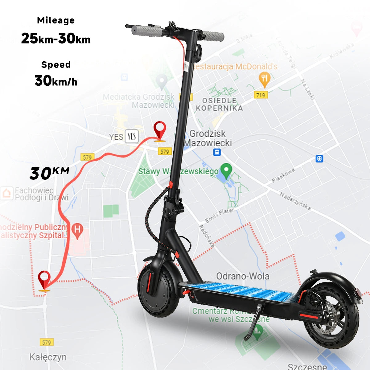 SUNNIGOO Adult Electric Scooter 36V 10.4Ah Escooter Kick Scooter with APP Lightweight Long Range 30km Scooters 350W