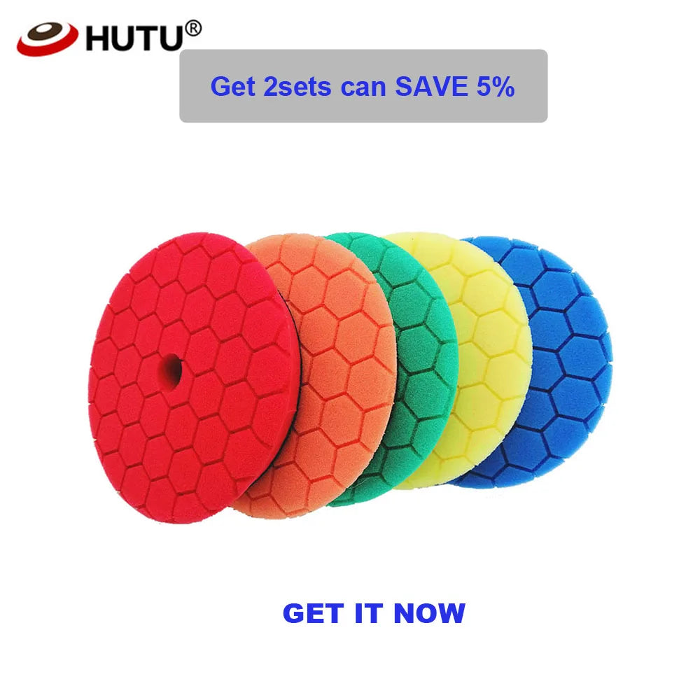 HUTU 3/5/6 Inch Sponge Polishing Pad Car Accessories Kit Car Wax 125mm Car Headlights Polishing Disc For RO/DA Polishier