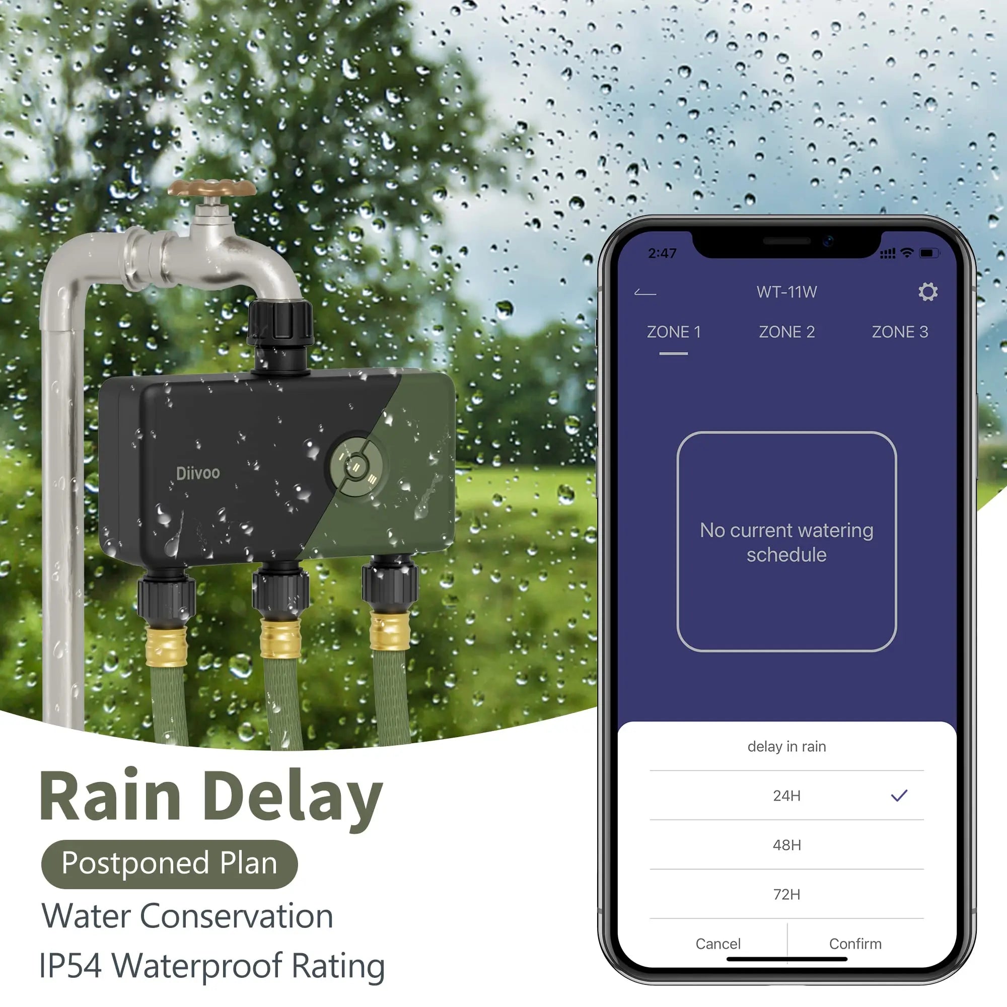 Diivoo WIFI Controller Timer Smart Patio Irrigation Watering System Garden Timer Hose Control Device with Alexa Support