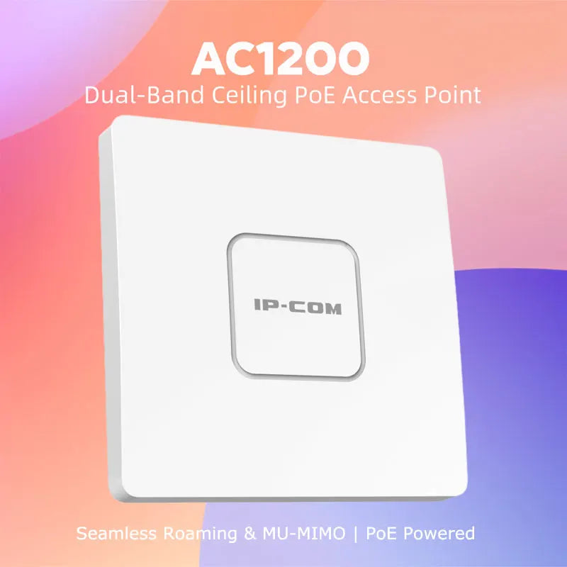 AC1200 Dual Band Gigabit Wireless Access Point Ceiling Mount Wifi Coverage 500 Sq.m PoE Powered Seamless Roaming Wave 2 MU-MIMO