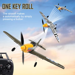 New P51 Mustang RC Plane 2.4G 4CH 6 Axis 410MM Wingspan Foam  Fighter One Key Aerobatic RTF Aircraft Glider Toys Gifts