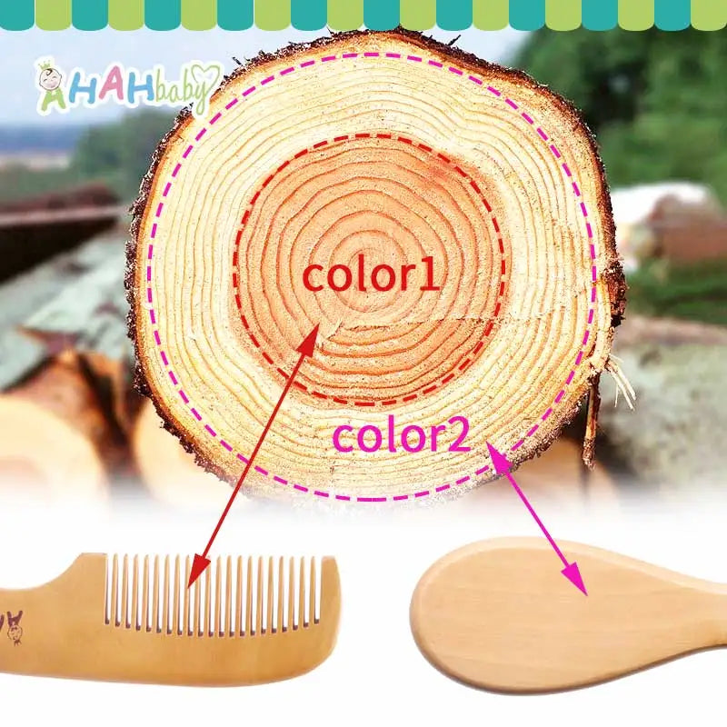 2pcs/Set Baby Hair Brush And Comb Set for Newborn Wood Comb For Hair Massage Bath Shower Mini Baby Brush Kids Pocket HairBrush