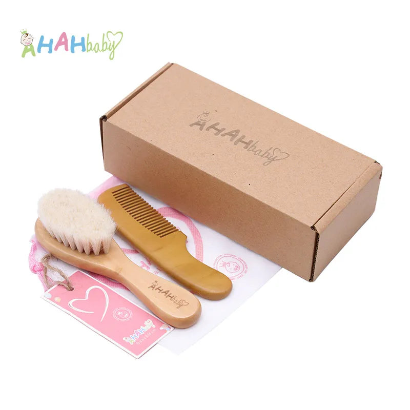 2pcs/Set Baby Hair Brush And Comb Set for Newborn Wood Comb For Hair Massage Bath Shower Mini Baby Brush Kids Pocket HairBrush