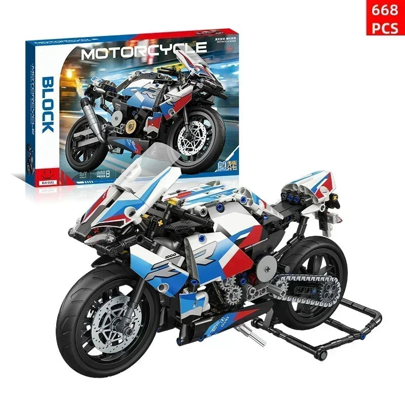 New Motorcycle Building Bocks Simulation Motorcycle Model Decoration Assembly Model Difficult Toy Boy Educational Creature Gifts