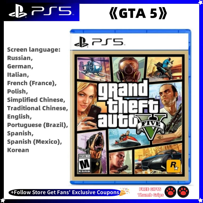 Grand Theft Auto V GTA5 Brand New Sony Genuine Licensed Playstation 5 PS5 Game CD Playstation 4 Game Card Ps5 Games GTA5