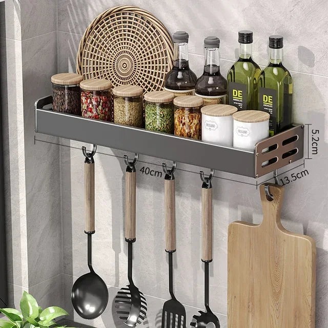 Wall-Mounted Kitchen Spice Storage Rack Condiment Rack Multifunctional Household Utensil Rack Kitchen Hanging Organizers