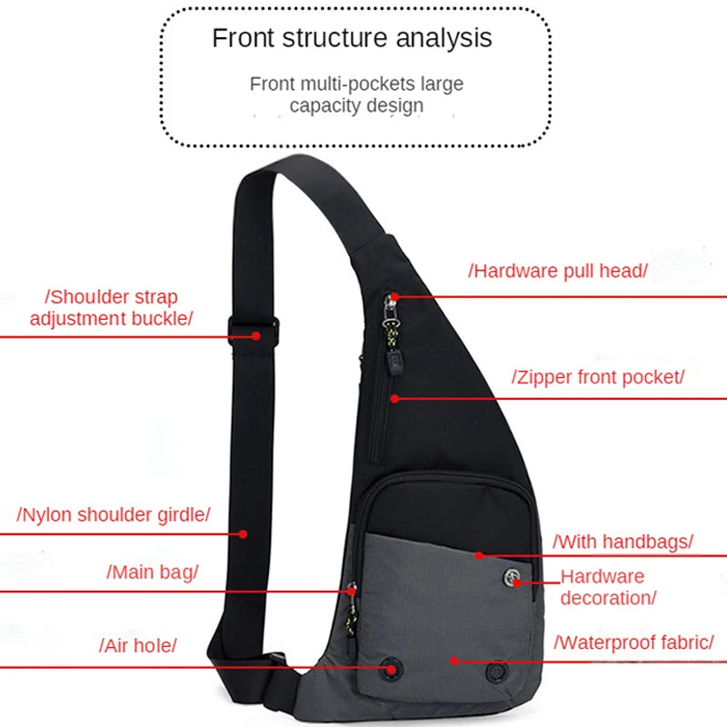 Men‘s New Trendy Casual Shoulder Bag Leisure Travel Sports Outdoor Pack Messenger Crossbody Sling Chest Bag Pack For Male Female