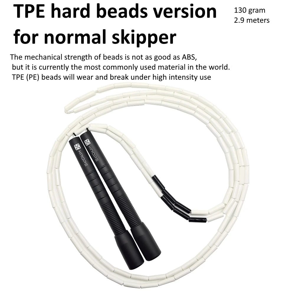 NEVERTOOLATE X ROPE 7mm  hard beads jump skipping rope beaded skip rope Professional competition usage  2.9 meter long handle