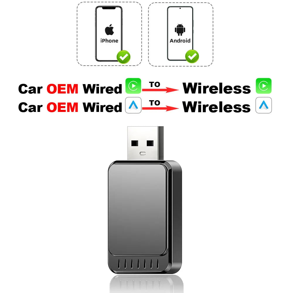 TIMEKNOW Wireless CarPlay Adapter for Apple iPhone Wired to Wireless Carplay Dongle Plug And Play USB Connection Auto Car Dongle