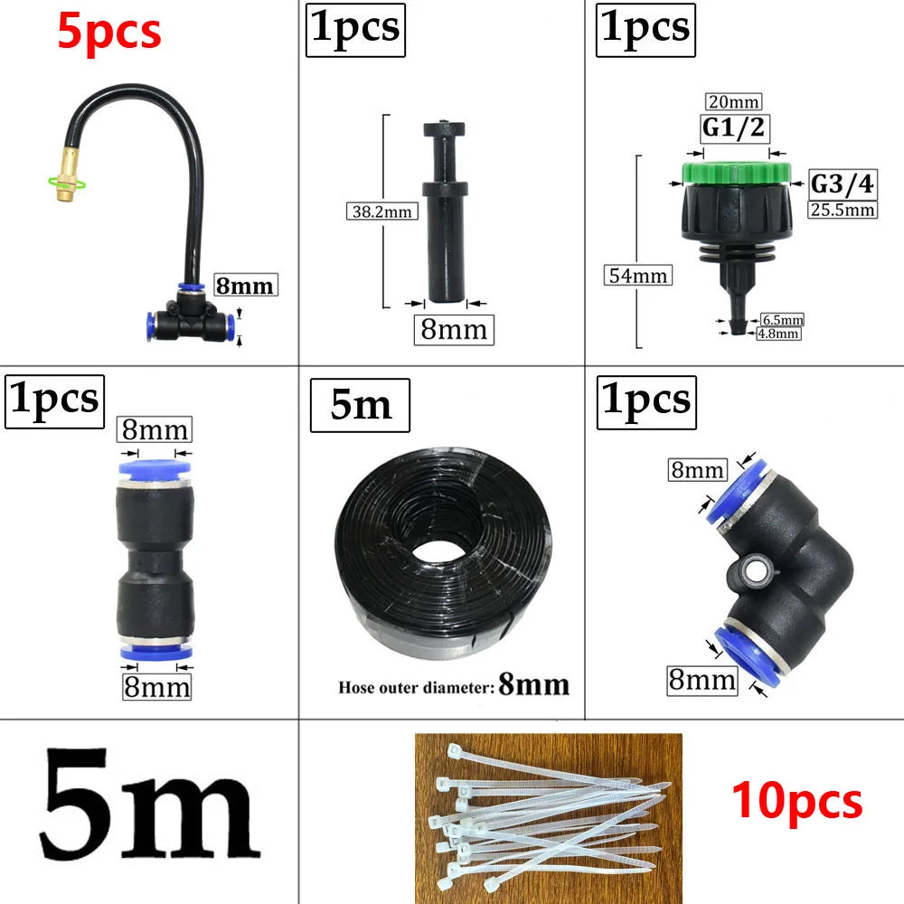 DIY Bending Spray System Kit Greenhouse Garden Flowers Plant Watering Irrigation Patio Misting Cooling