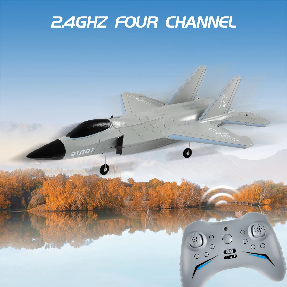 4 Channels FX9631 Big Size RC Plane J-35 Fighter Jet Fixed-Wing Airplane Remote Control Aircraft EPP Foam Glider Toys Kids Gifts