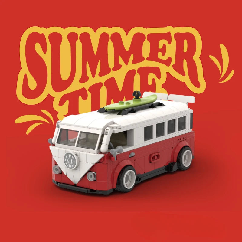 Pinplatinum Retro MINI Container Car Summer Time Series Puzzle Building Blocks for Boys and Girls Gifts