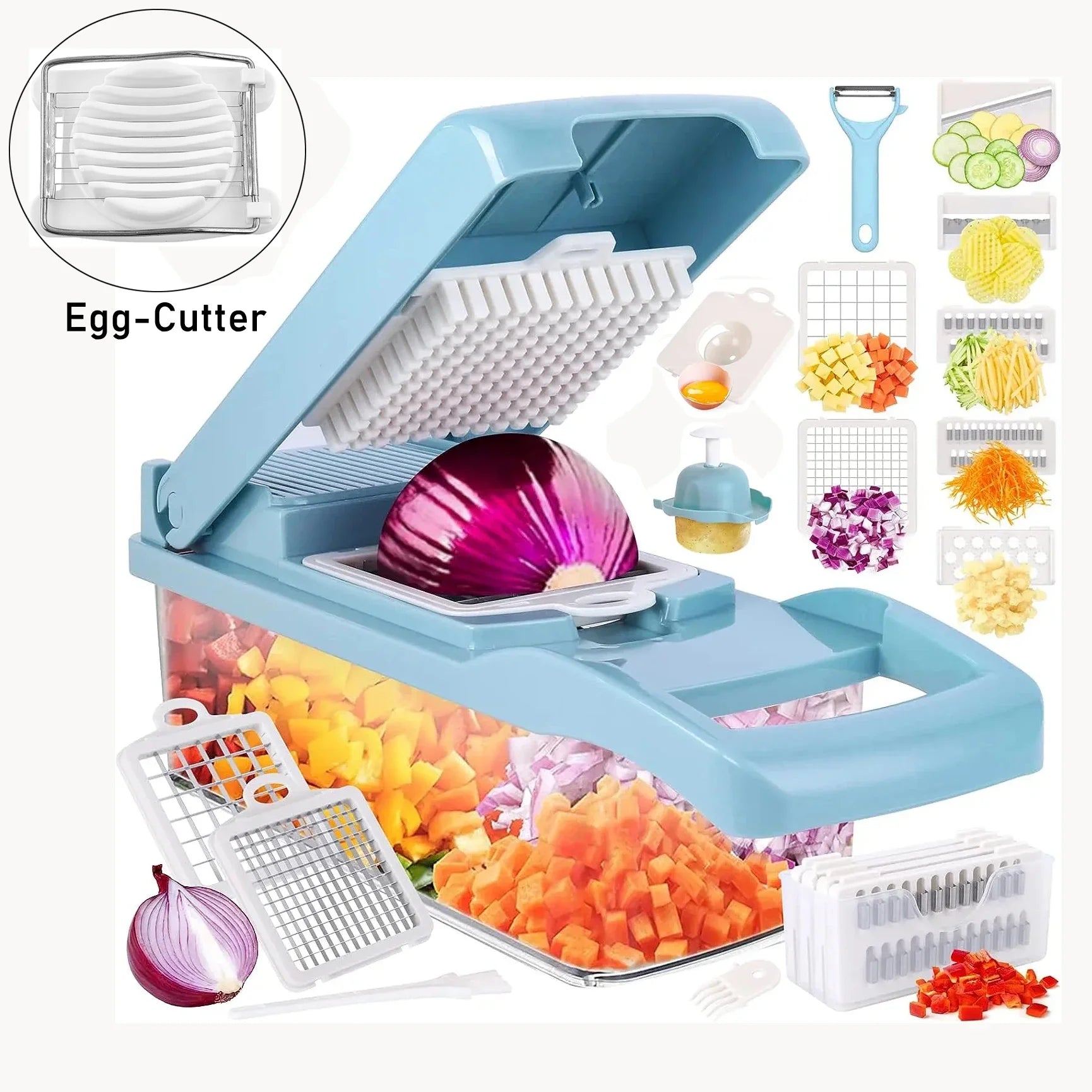 12 in 1 Multifunctional Vegetable Cutter Food Chopper Potato Slicer Carrot Grater Onion Shredder Salad Cutter Kitchen Gadgets