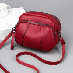 Solid Color Fashionable Rivet Zipper Women's Mobile Phone Bag Simple Soft Leather Shoulder Crossbody Small Square Bag