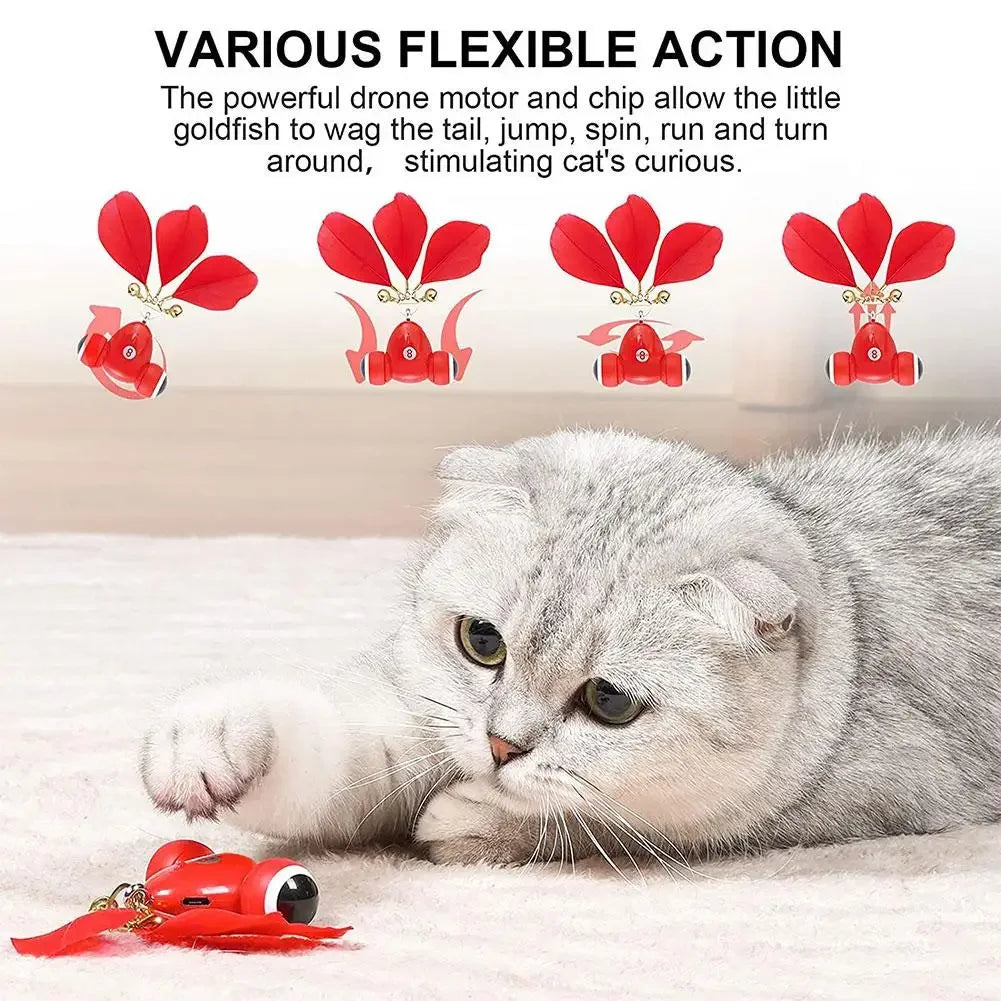 1 Pc Red Kitifish Cat Toy Intelligent Automatic Creative Charging Power Partner Toy Toy Pet Cat Small Best Goldfish USB Tea J8D3