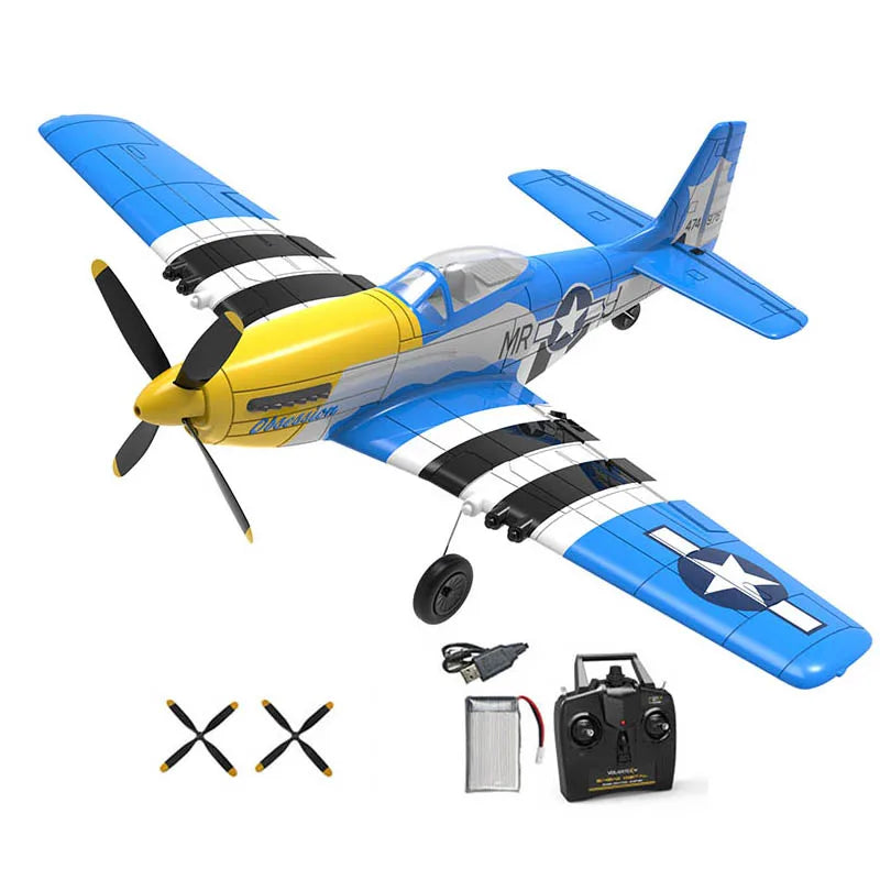 P51 Mustang 400MM RC Airplane 2.4G 4CH 6 Axis RTF One Key Aerobatic RC Aircraft with Xpilot Stabilization Warbird Plane