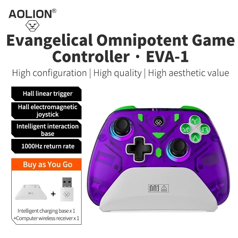 Aolion K10 Gaming Controller With Charging Dock RGB Wireless Gamepad Hall Effect Joystick Trigger For Nintend Switch/PC/Phone