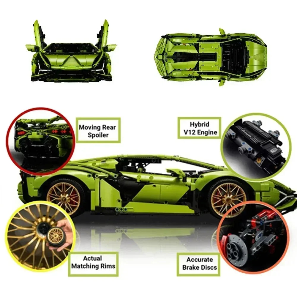 IN stock 3696 pieces of MOC building blocks compatible with Moc 42115 brick models, adult sports car toys, boys' birthday gifts