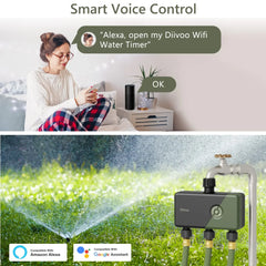 Diivoo WIFI Controller Timer Smart Patio Irrigation Watering System Garden Timer Hose Control Device with Alexa Support