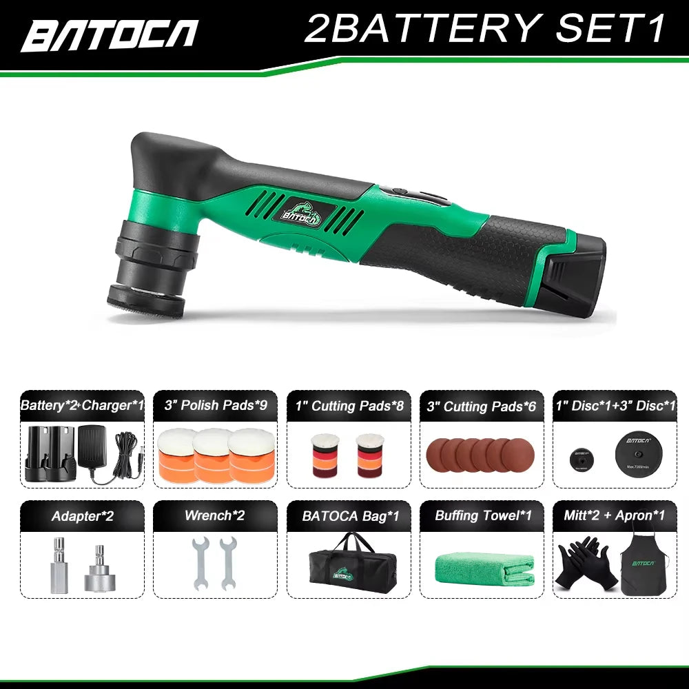 BATOCA S5 Cordless Car Polisher 1-3 Inch Electric Mini Wireless Polishing Wax Machine 12V Buffing Tool For Detailing