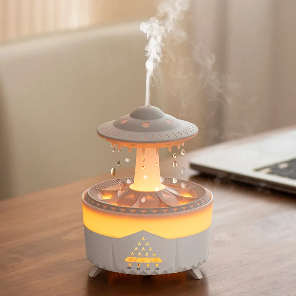 Colourful Raindrop Air Humidifier with Jellyfish Night Lights Rotating Quiet Essential Oils Diffuser Wireless Remote Night Lamp