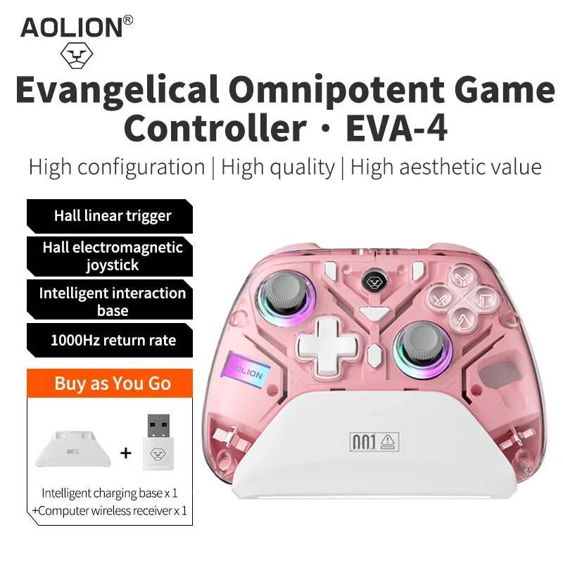 Aolion K10 Gaming Controller With Charging Dock RGB Wireless Gamepad Hall Effect Joystick Trigger For Nintend Switch/PC/Phone