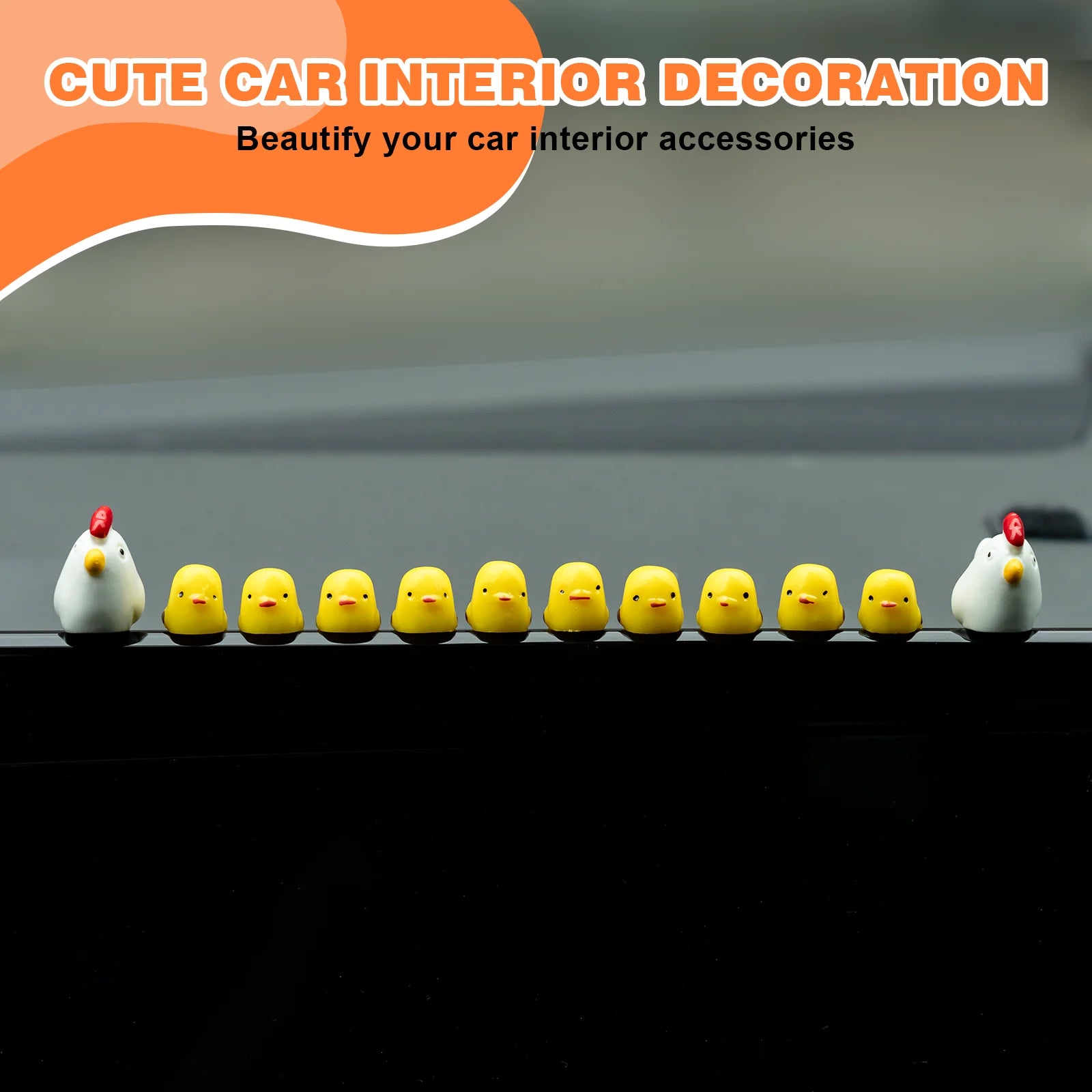 Cute Mini Chickens Car Dashboard Accessories Fun Chicks Car Rearview Mirror Decor Interior Ornaments Fairy Garden Home Car Gifts