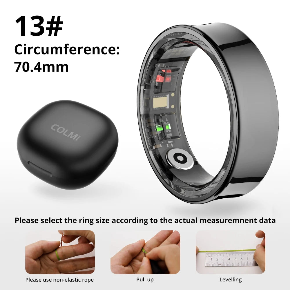 2024 COLMI R09 Smart Ring For Men Women, Heart Rate Blood Oxygen Monitoring, 5ATM & IP68 Waterproof For Android iOS