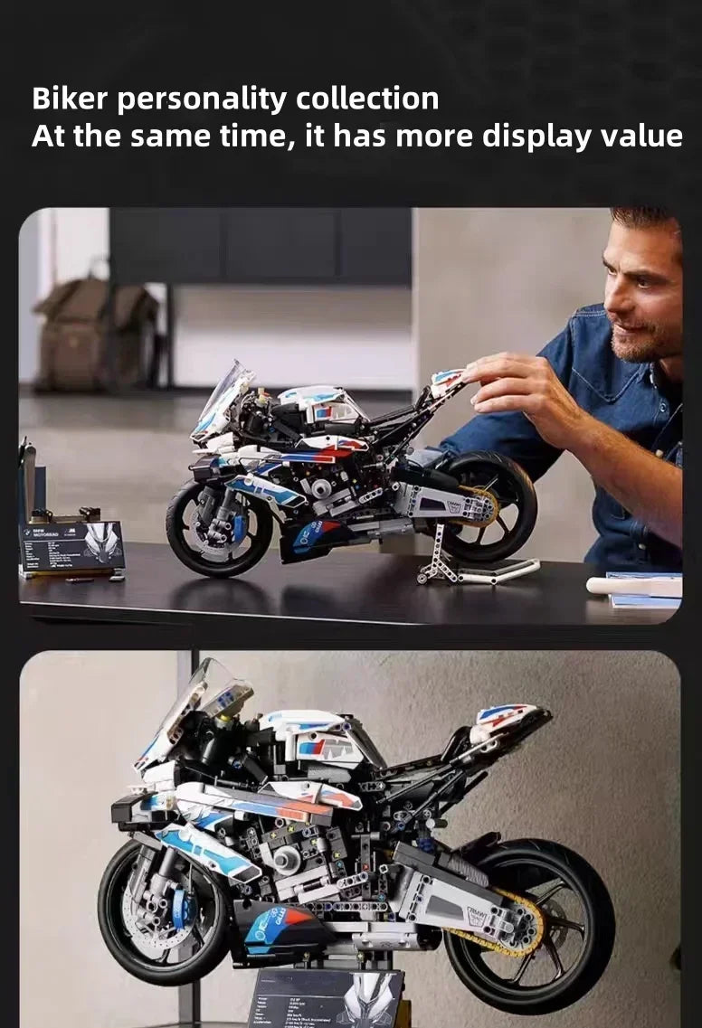 New Motorcycle Building Bocks Simulation Motorcycle Model Decoration Assembly Model Difficult Toy Boy Educational Creature Gifts