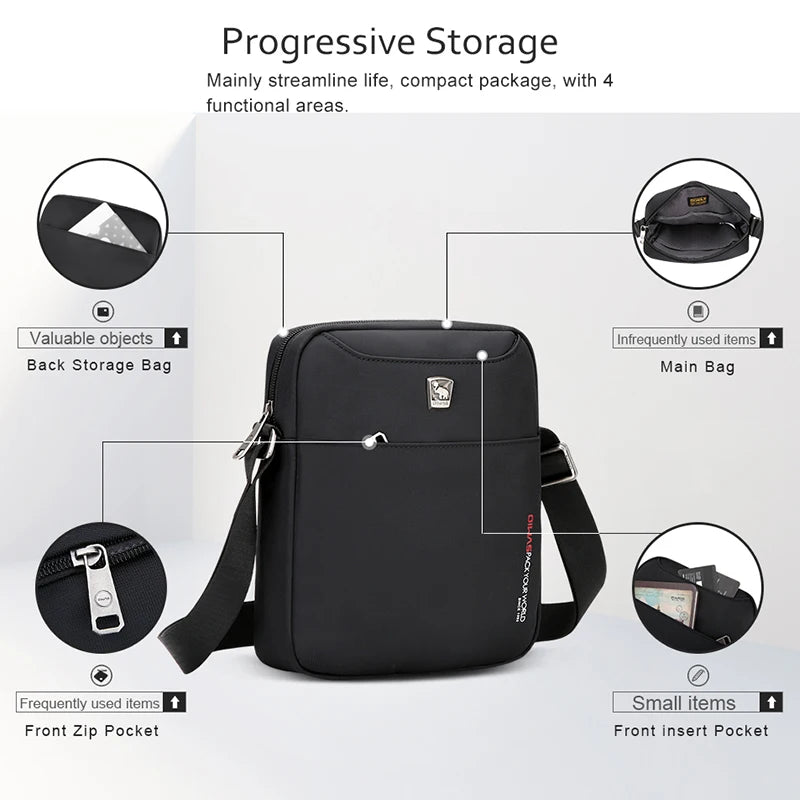 OIWAS High Quality Waterproof Men's Crossbody Bag Mini Business Shoulder Bags Traveling Messenger Sling Pack Casual Handbags