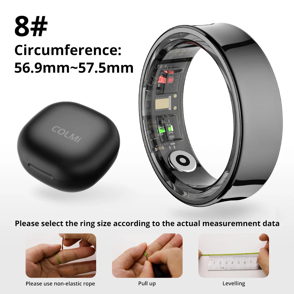 2024 COLMI R09 Smart Ring For Men Women, Heart Rate Blood Oxygen Monitoring, 5ATM & IP68 Waterproof For Android iOS