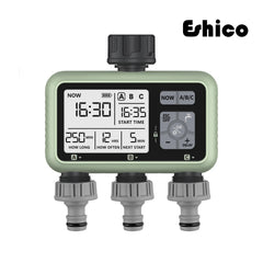 Eshico Newest 2024 3-Outlet Water Timer Independent Control Program Digital Garden Sprinkler