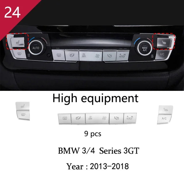 For BMW 3 4 Series F30 F31 F34 F36 Car Styling interior Buttons panel frame Decoration Cover Trim stainless steel Accessories