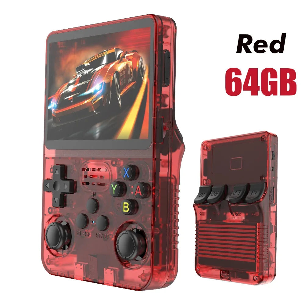 NEW Red R36S 128GB Retro Handheld Video Game Console Linux System 3.5 Inch IPS Screen Portable Pocket 64GB Gaming Boys Gift