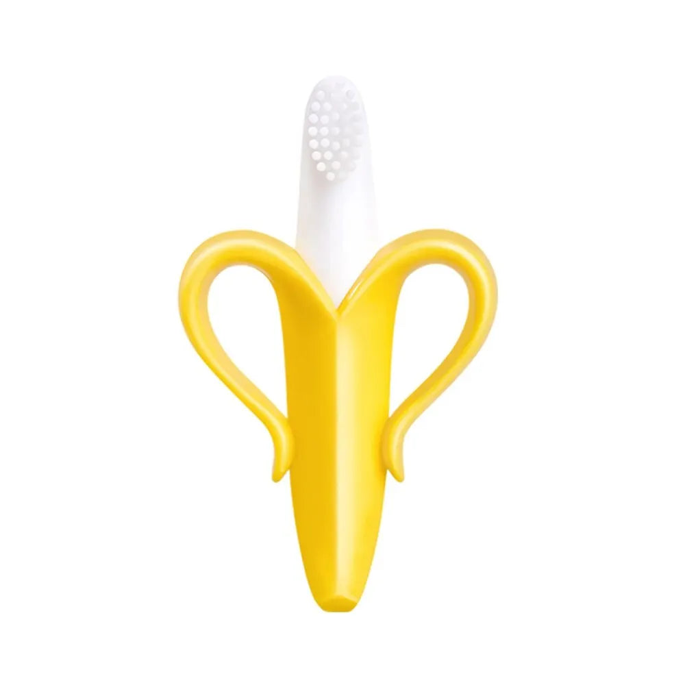 Banana Shape Safe Toddle Teether Baby Silicone Training Toothbrush BPA Free Banana Teething Ring Silicone Chew Dental Care Toot