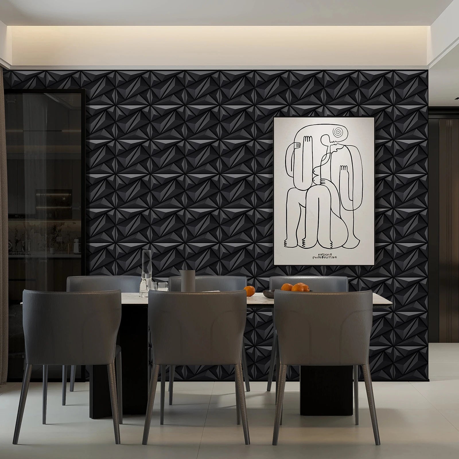 KUUJOJO 3D textured wall panel for indoor wall decoration, suitable for living room, hall, bedroom, hotel, office, send tape