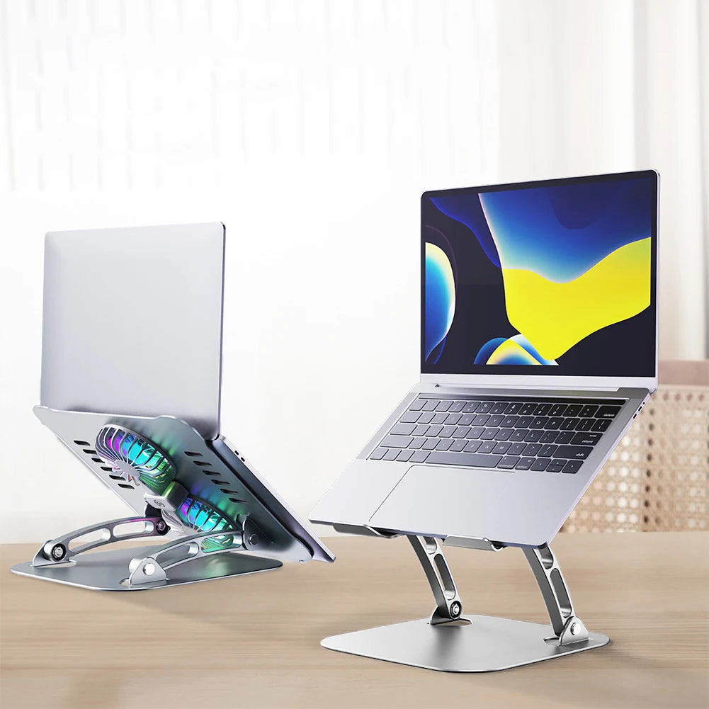 Foldable Notebook Stand with 2 Cooling Fan Notebook Laptop Riser Metal Holder Computer Stand for Tablet Notebook Up To 15.6 Inch