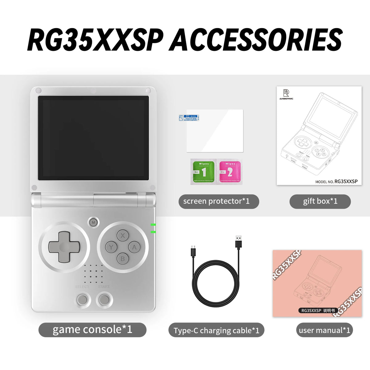 ANBERNIC RG35XXSP Flip Portable Retro Handheld Game Console 3.5 Inch IPS Screen 64 Bit Linux System HDMI-compatible 64G 5K Games