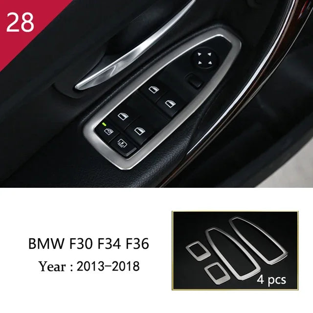 For BMW 3 4 Series F30 F31 F34 F36 Car Styling interior Buttons panel frame Decoration Cover Trim stainless steel Accessories