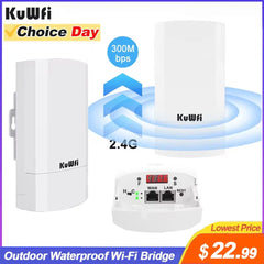 KuWfi Outdoor CPE Bridge Wireless Wi-Fi Access Point 300Mbps CPE Bridge PTP Long Range Extender AP Repeater Wi-Fi Signal 24V POE