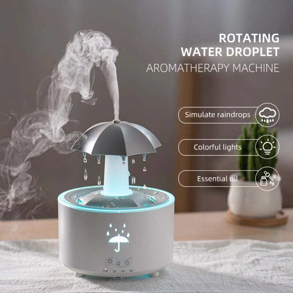 Colourful Raindrop Air Humidifier with Jellyfish Night Lights Rotating Quiet Essential Oils Diffuser Wireless Remote Night Lamp