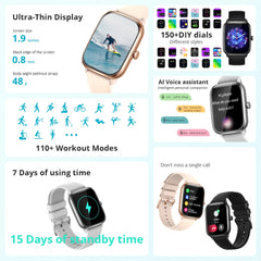 COLMI C61 Smartwatch 1.9 inch Full Screen Bluetooth Calling Heart Rate Sleep Monitor 100+ Sport Models Smart Watch For Men Women